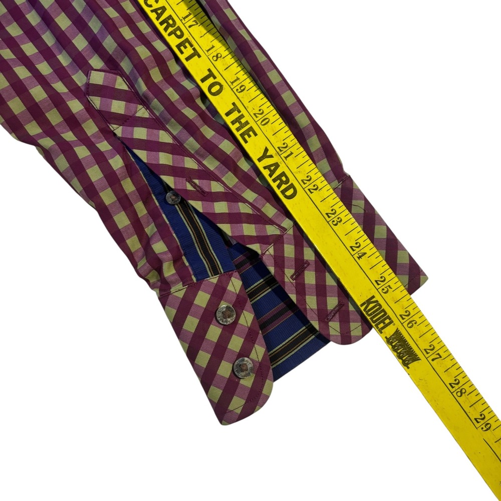 Robert Graham 2XL Button Down Shirt Long Sleeve Gingham Check Purple Yellow - Picture 10 of 10